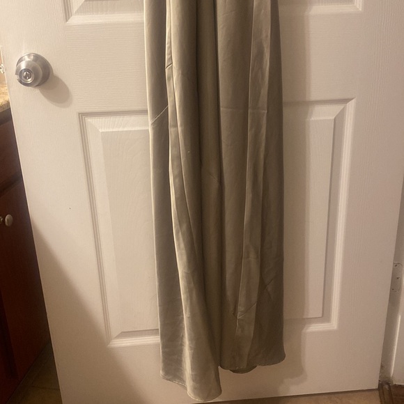 Jasmine Maxi Halter Dress in Green Moss Luxe Satin - Picture 5 of 11